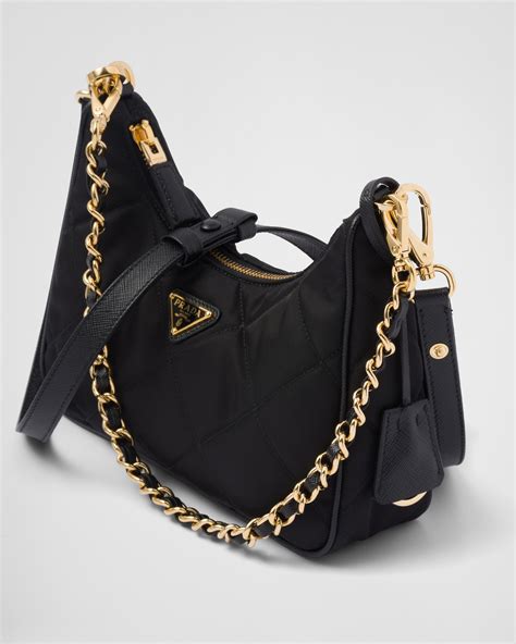 prada nylon pouch with gold logo|Prada nylon bag re edition.